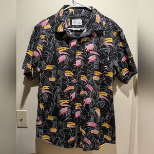 Hurley Tropical Black Shirt with Pink and Yellow Accents Size Large